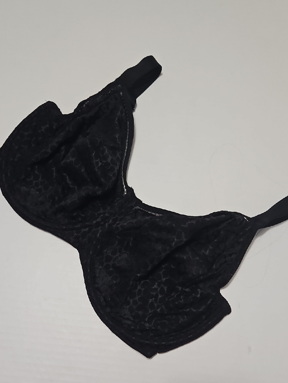 Wacoal Black Support Underwire Bra with Sheer Panels Size 36H
